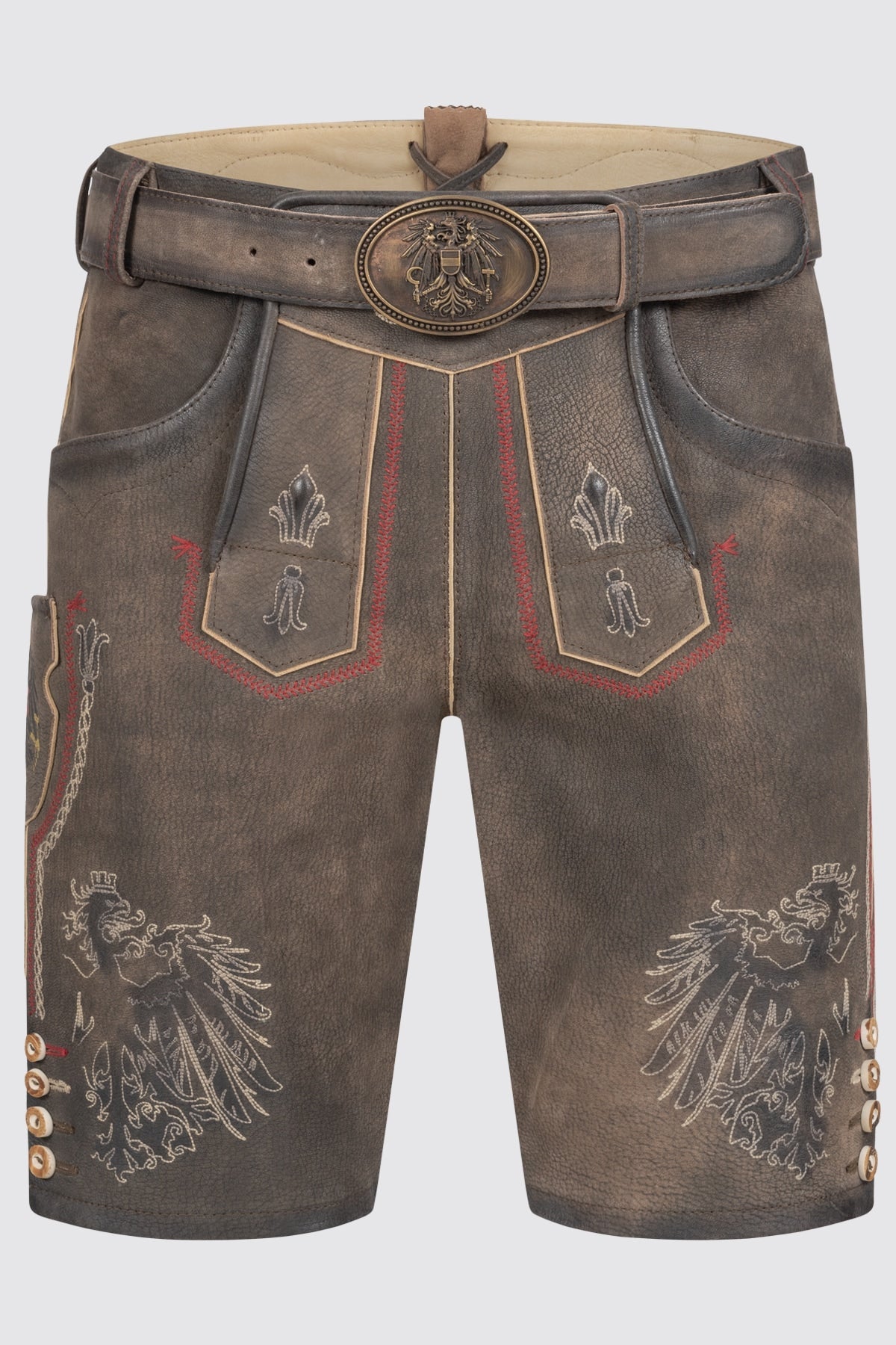 Kruger Men's Lederhosen "Austria" with Belt - Brown