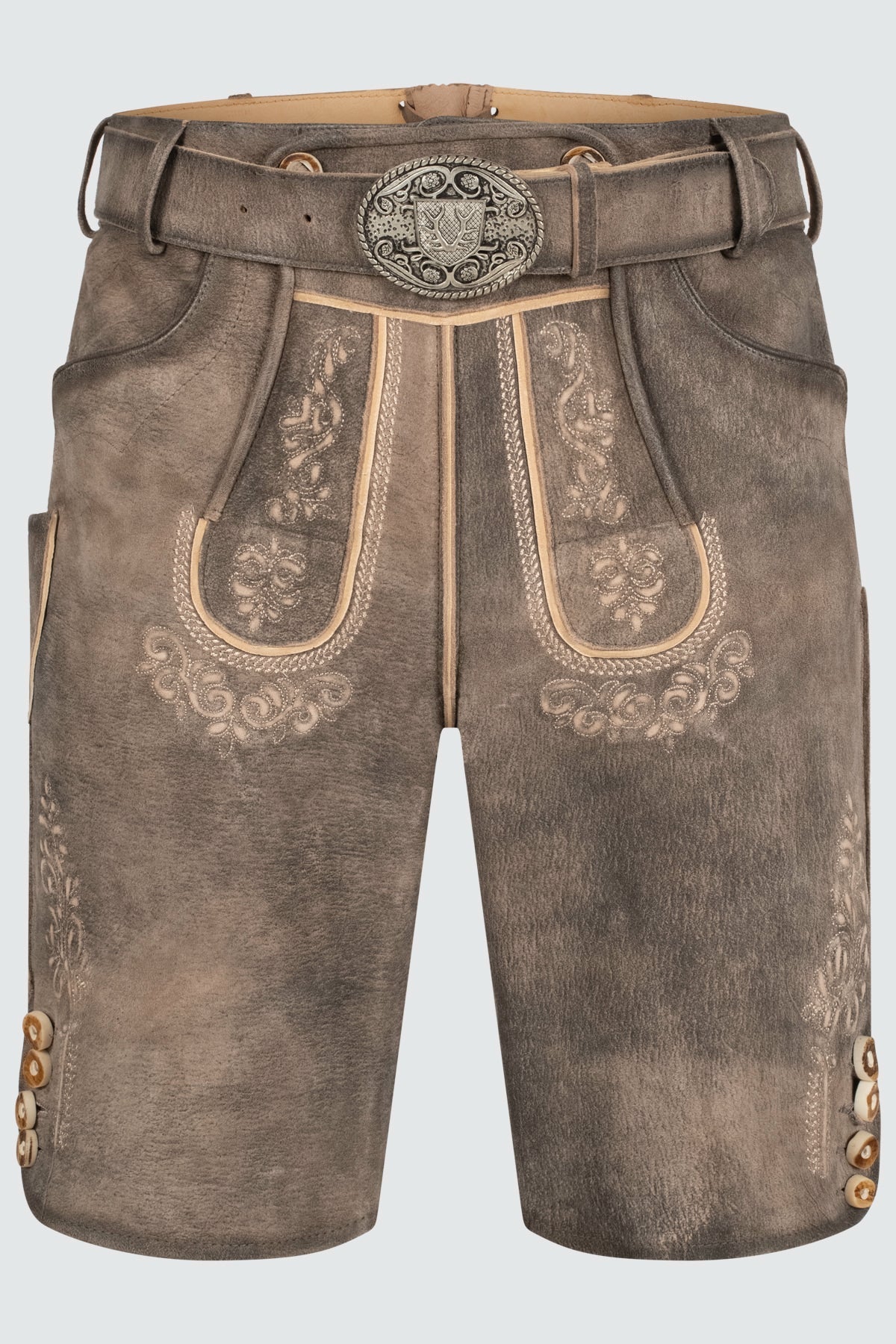 Kruger Men's Lederhosen "Mailo" with Belt - Brown