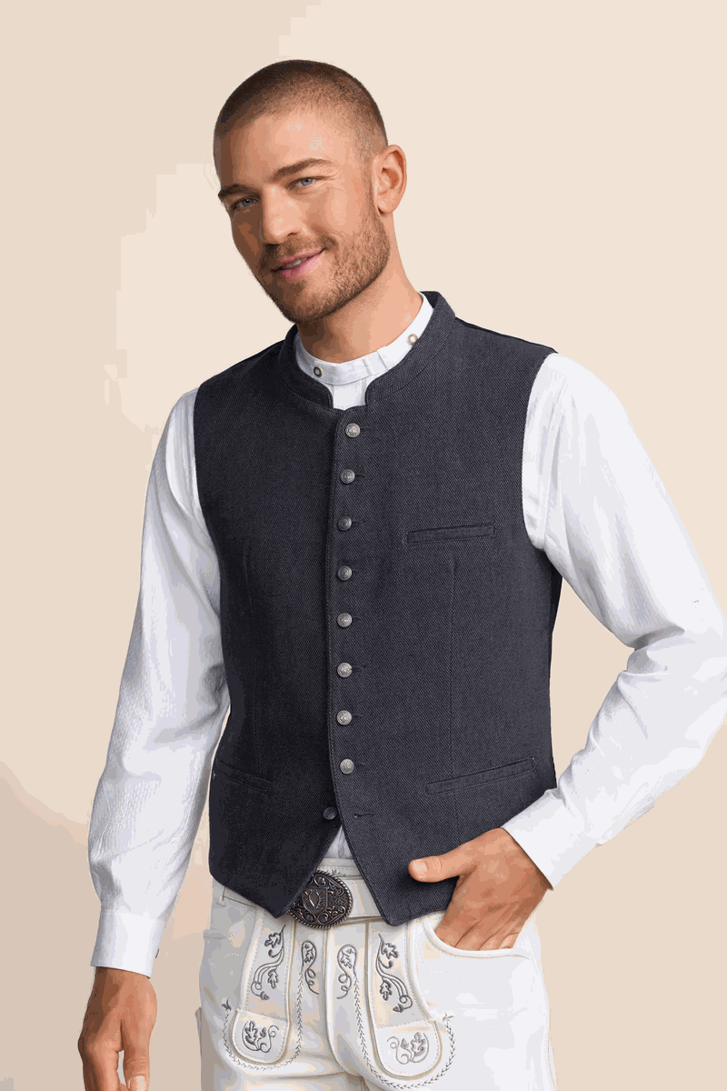 Kruger Traditional Vest "Dameon" blue, elegant monochrome design, classic button closure, 100% cotton.