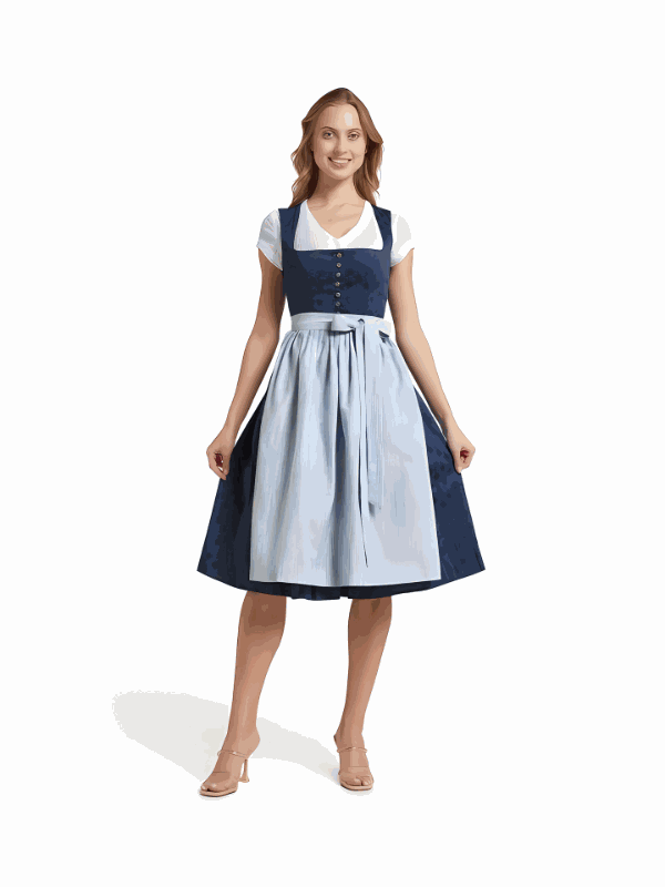 Berwin Long Dirndl 2pcs. 70cm "Dahlia" navy