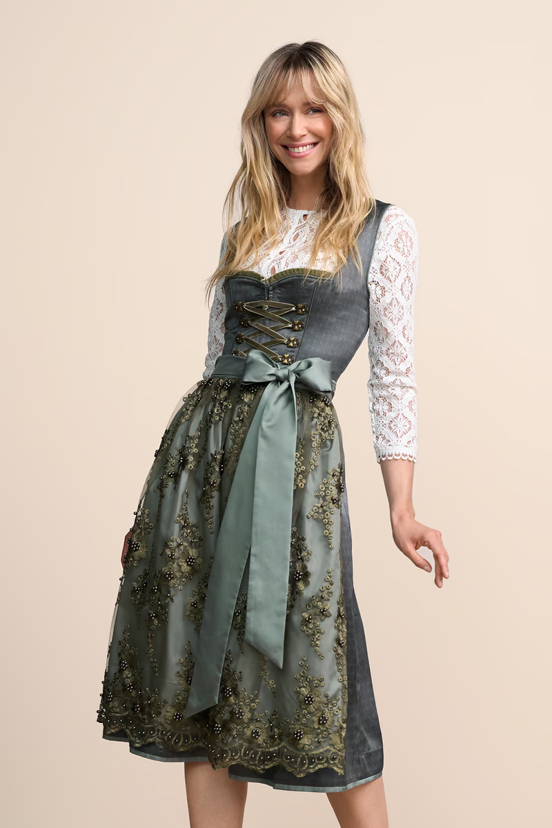 Kruger Long Dirndl 2pcs. 70cm "Lunessa" green