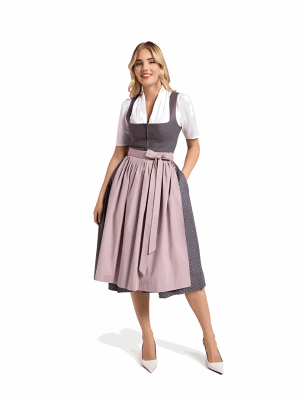 Berwin Maxi Dirndl 2pcs. 75cm "Lenora" anthracite
