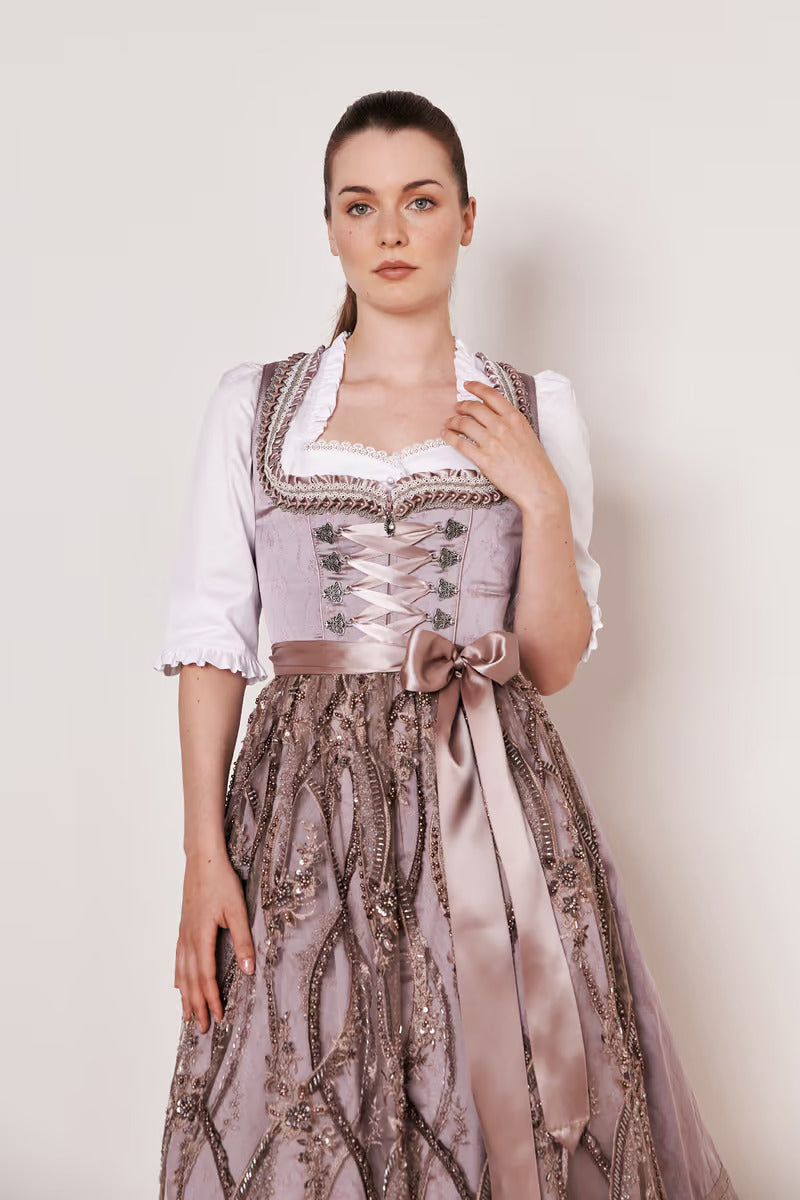 Kruger Long Dirndl 2pcs. 70cm "Catharine" violet (38)
