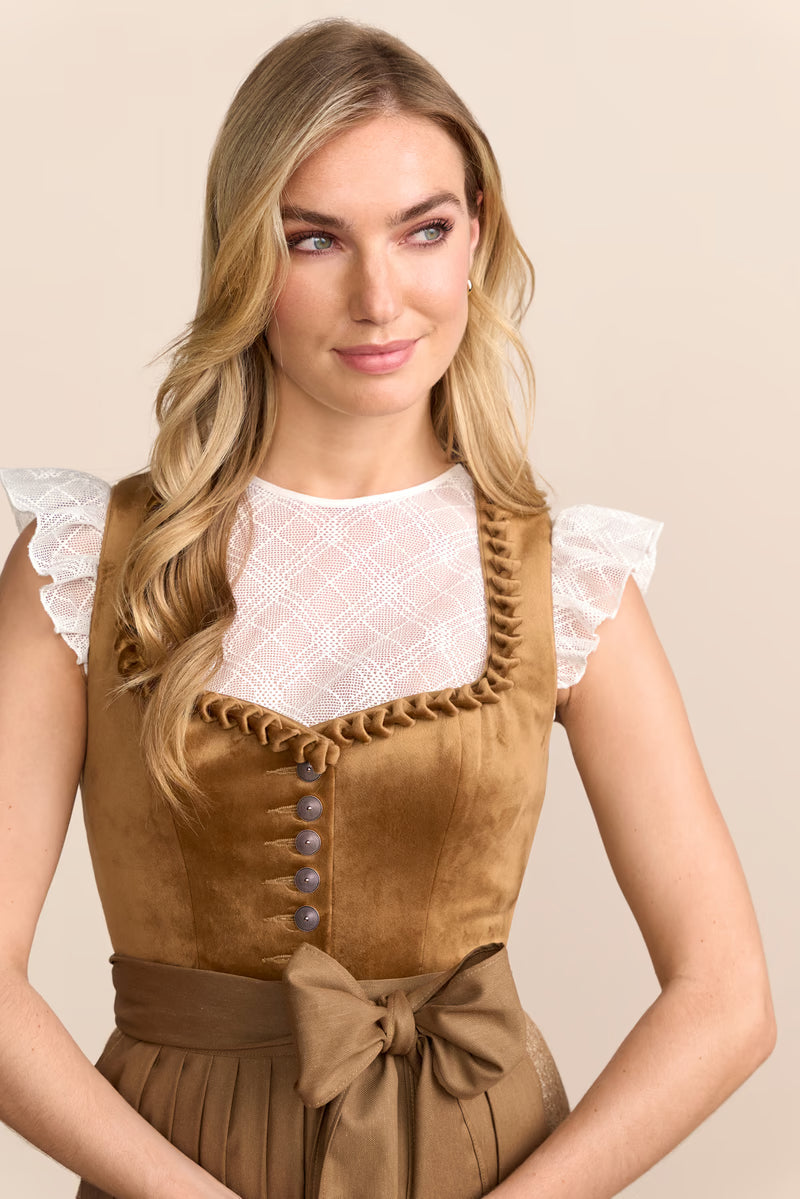 Krüger Tsiala Long Dirndl, Brown — 70cm 2pc Set