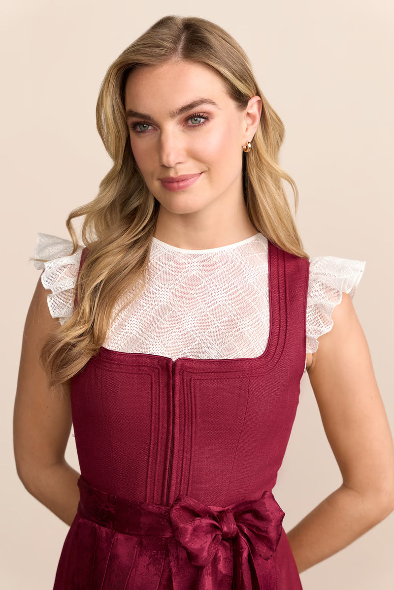 Kruger Roselin Long Dirndl, Red — 70cm 2pc Set