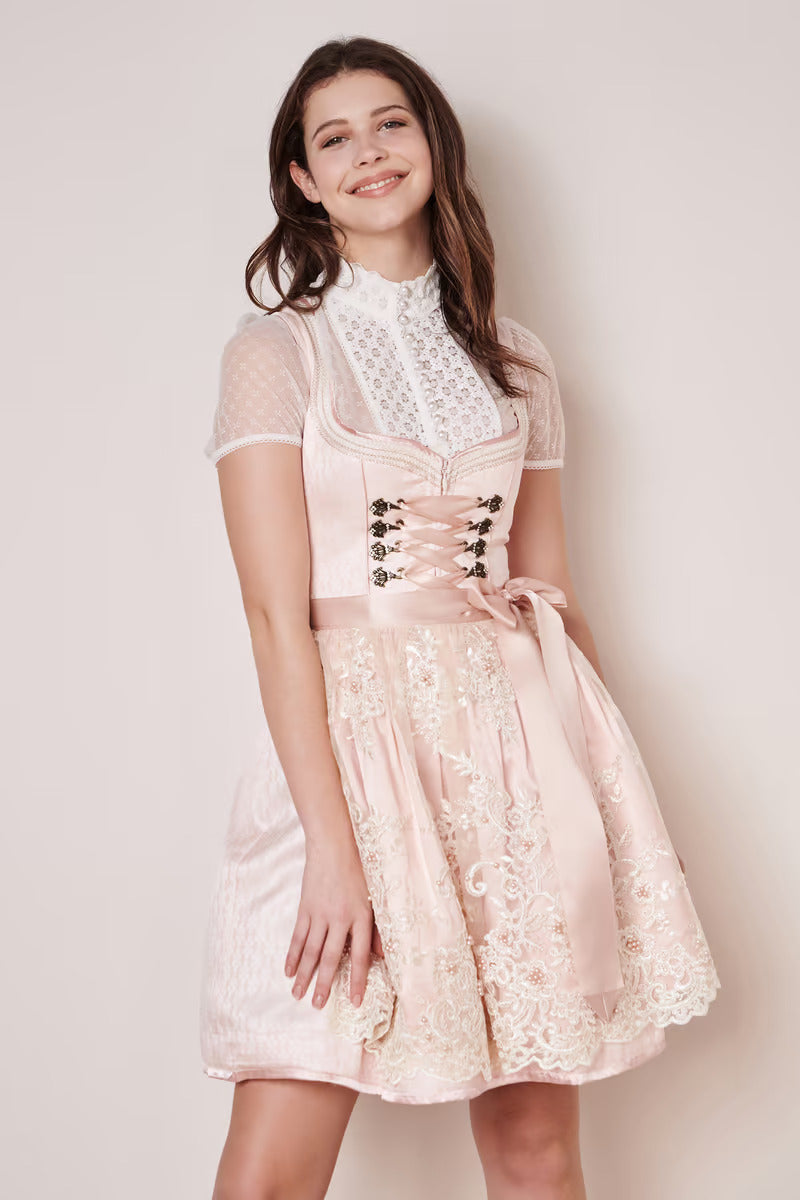 Kruger Mini Dirndl 2pcs. 50cm "Junie" pink (32,38,40)