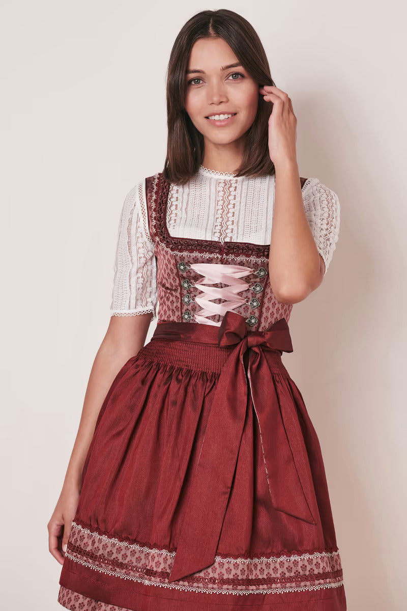 Midi Dirndl 2pcs. 60cm "Alica" red