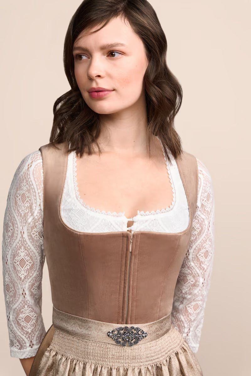 Kruger Long Dirndl 2pcs. 70cm "Aurela" biege