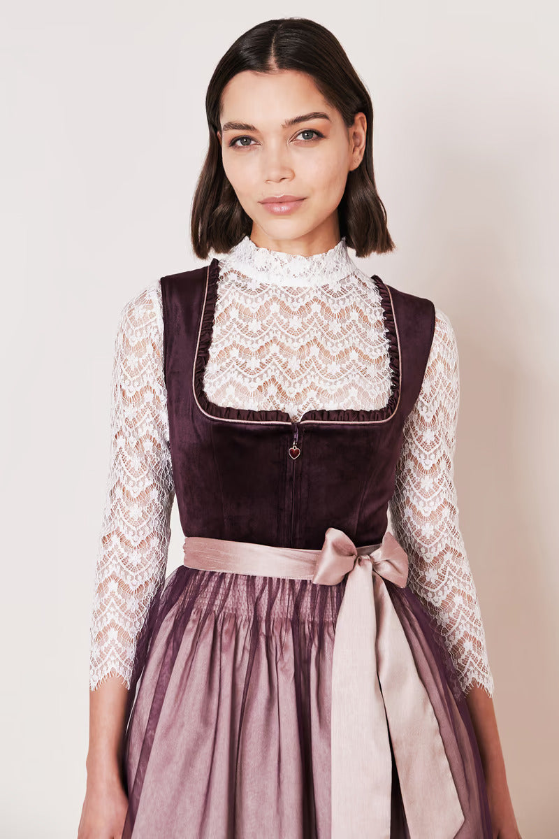 Kruger Midi Dirndl 2pcs. 60cm "Joelina" berry (34,38,40)