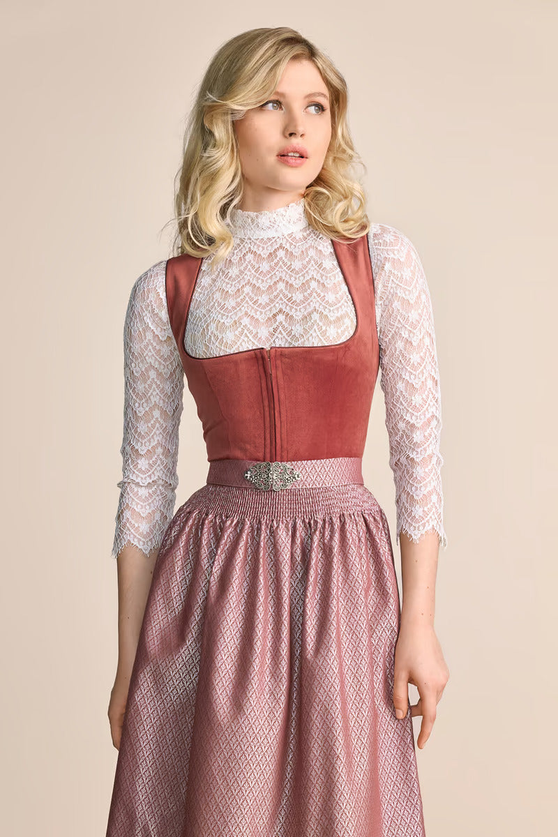 Kruger Midi Dirndl 2pcs. 60cm "Alisha" red (34,44)