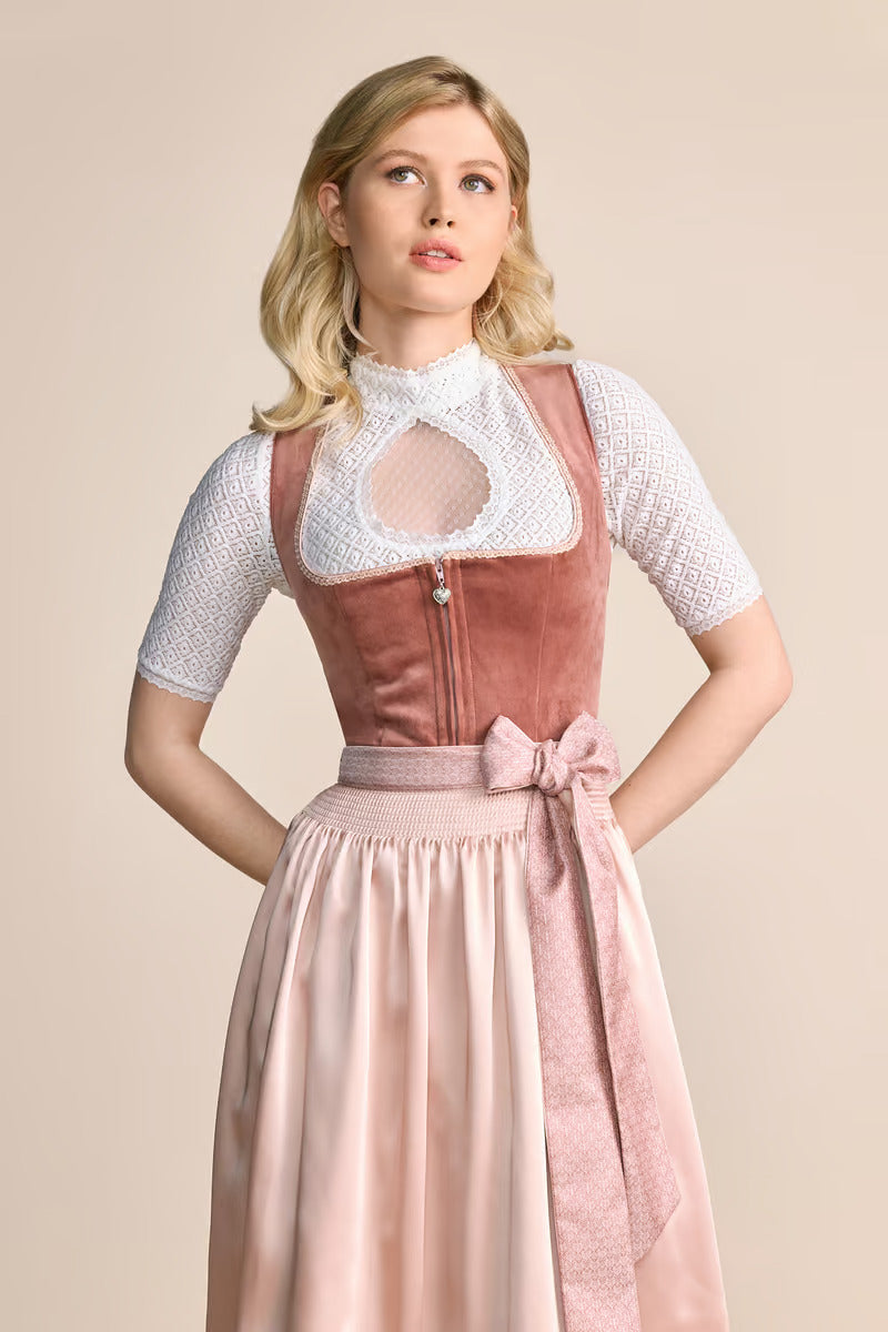 Kruger Midi Dirndl 2pcs. 60cm "Dena" red (40,42)