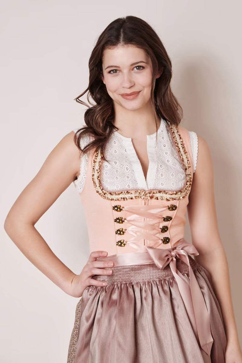 Kruger Midi Dirndl 2pcs. 60cm "Leonita" Pink (38)