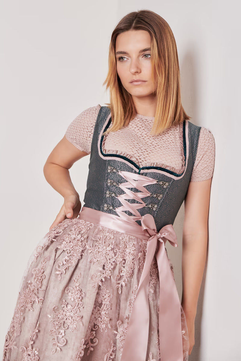 Kruger Mini Dirndl 2pcs. 50cm "Kalena" green (38,42)