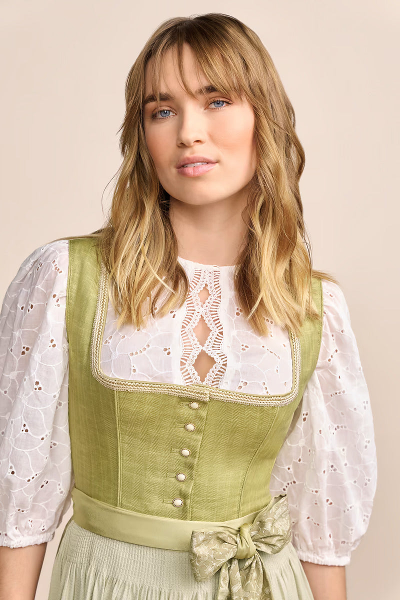 Kruger Midi Dirndl 2pcs. 60cm "Lemonie" green (size 34)
