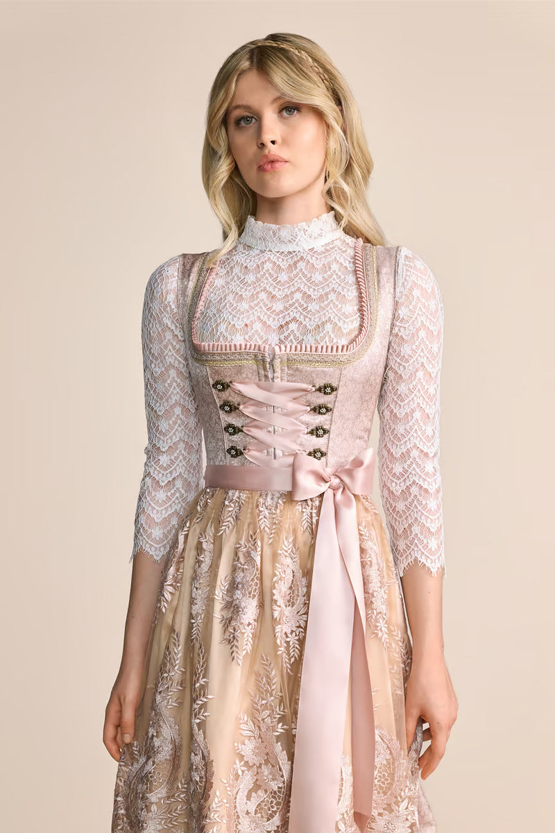 Kruger Midi Dirndl 2pcs. 60cm "Lunie" pink (34)