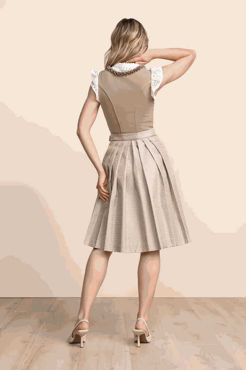 Midi Dirndl 2pcs. 60cm "Anica" beige (size 34)
