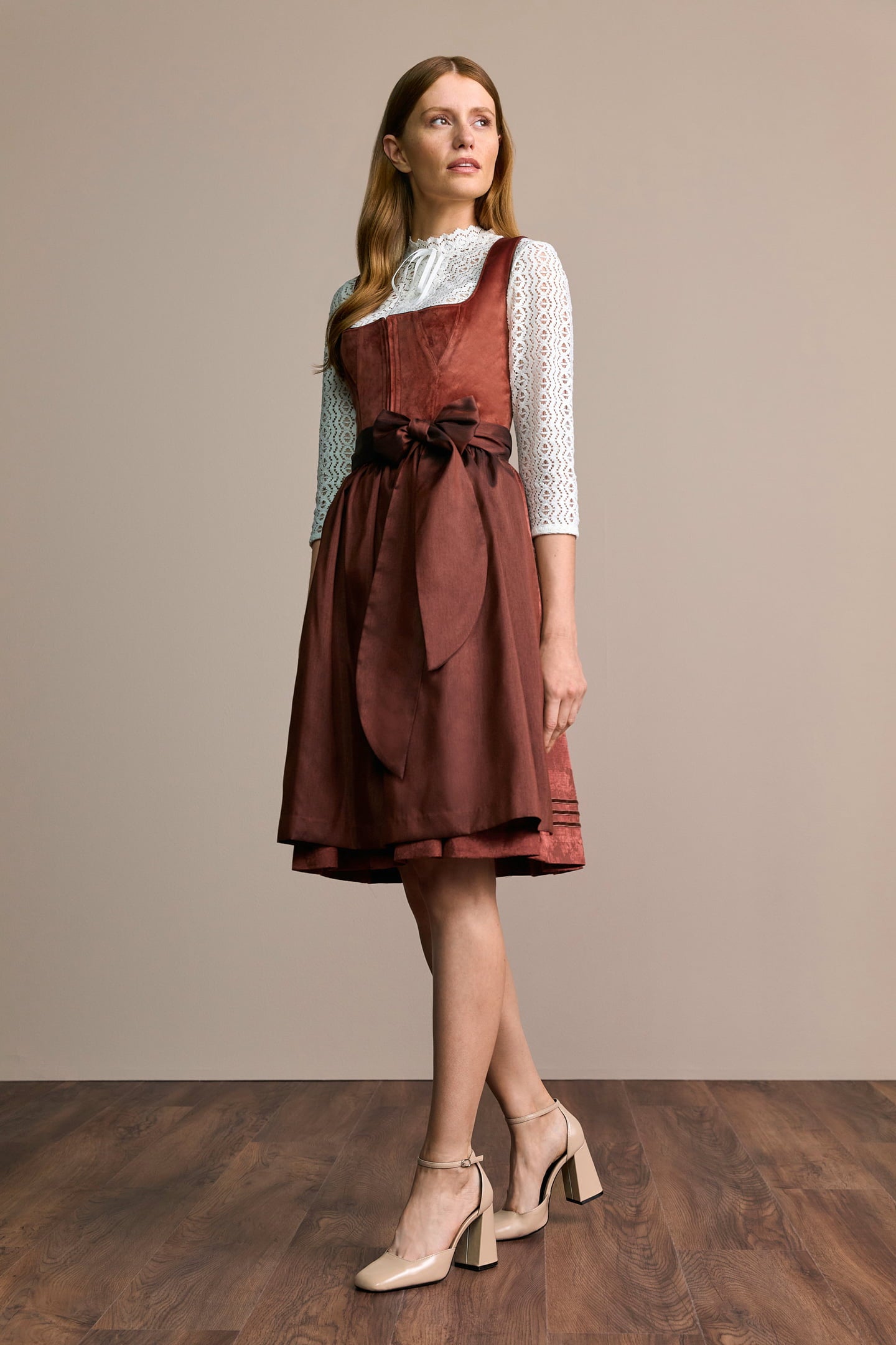 Julia Trentini Milla Midi Dirndl, Brown — 60cm