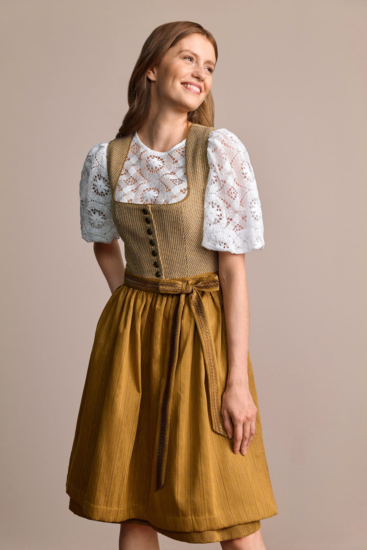 Julia Trentini Janine Midi Dirndl, Yellow — 60cm