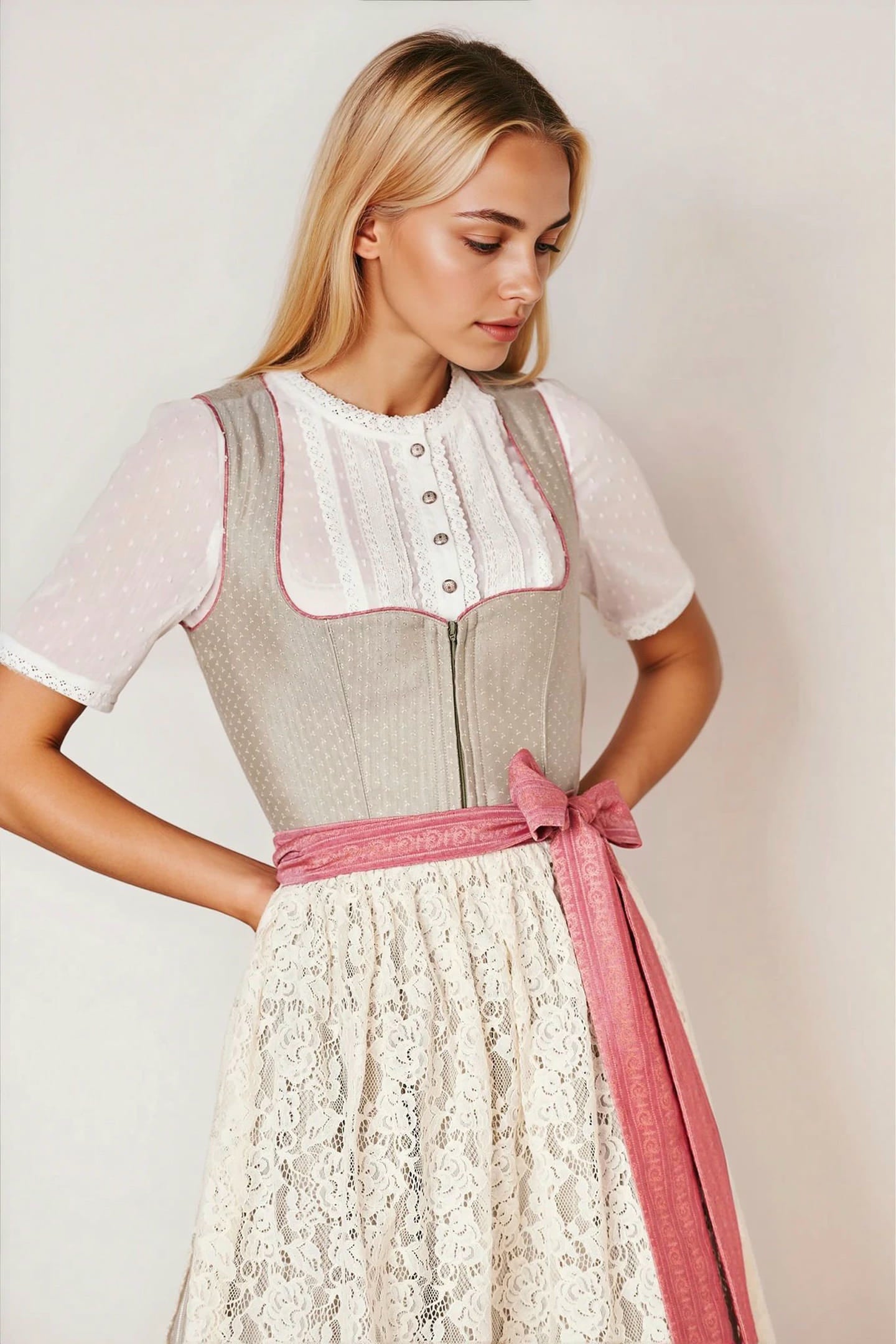 Julia Trentini Jennie Midi Dirndl, Beige — 60cm