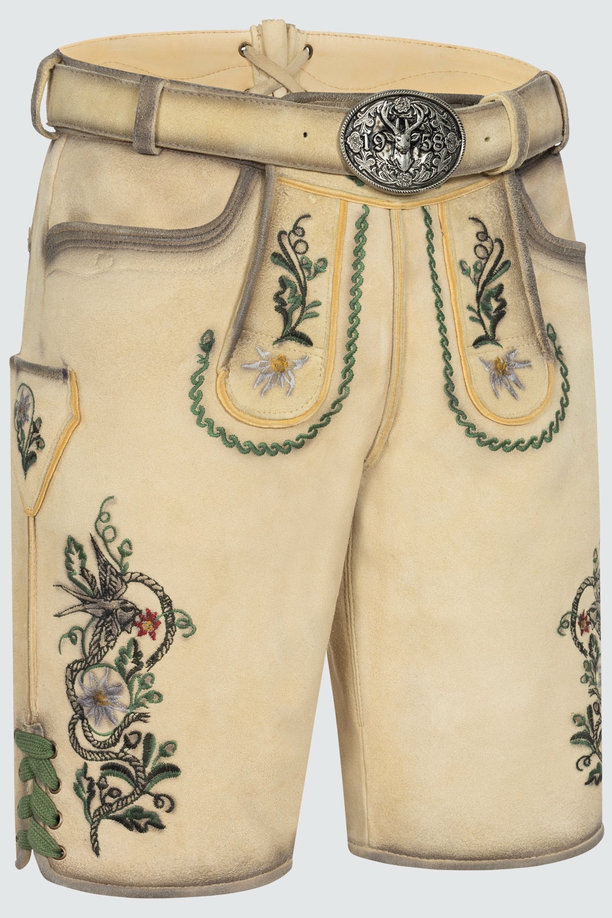 Kruger Men's Lederhosen "Darian" with Belt - Beige