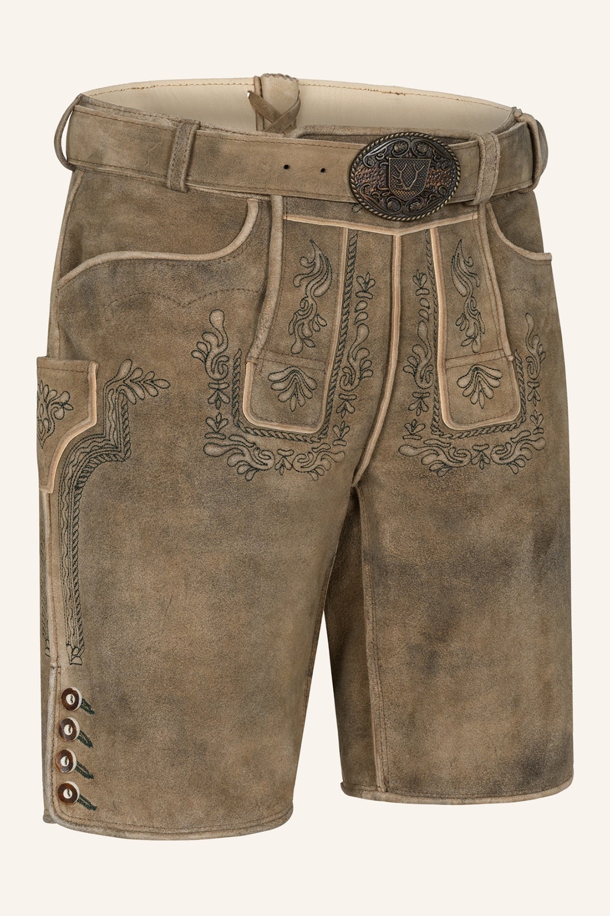 Kruger Men's Lederhosen "Karim" with Belt - Brown (washed)