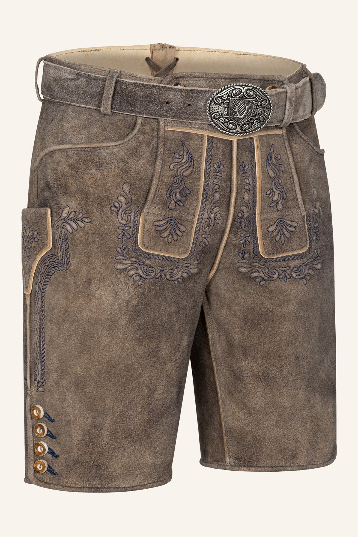 Kruger Men's Lederhosen "Karim" with Belt - Brown