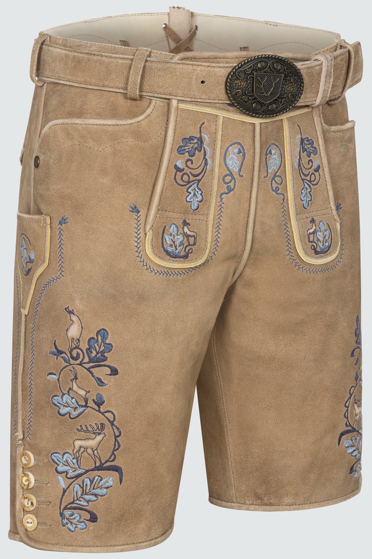 Kruger Men's Lederhosen "Demian" with Belt - Brown