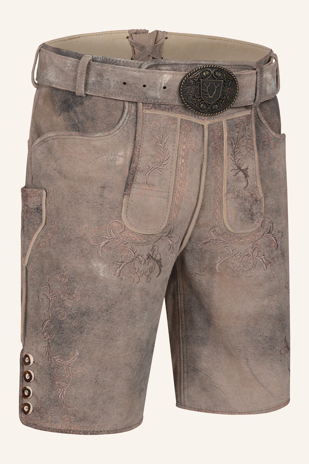 Kruger Men's Lederhosen "Delio" with Belt - Brown