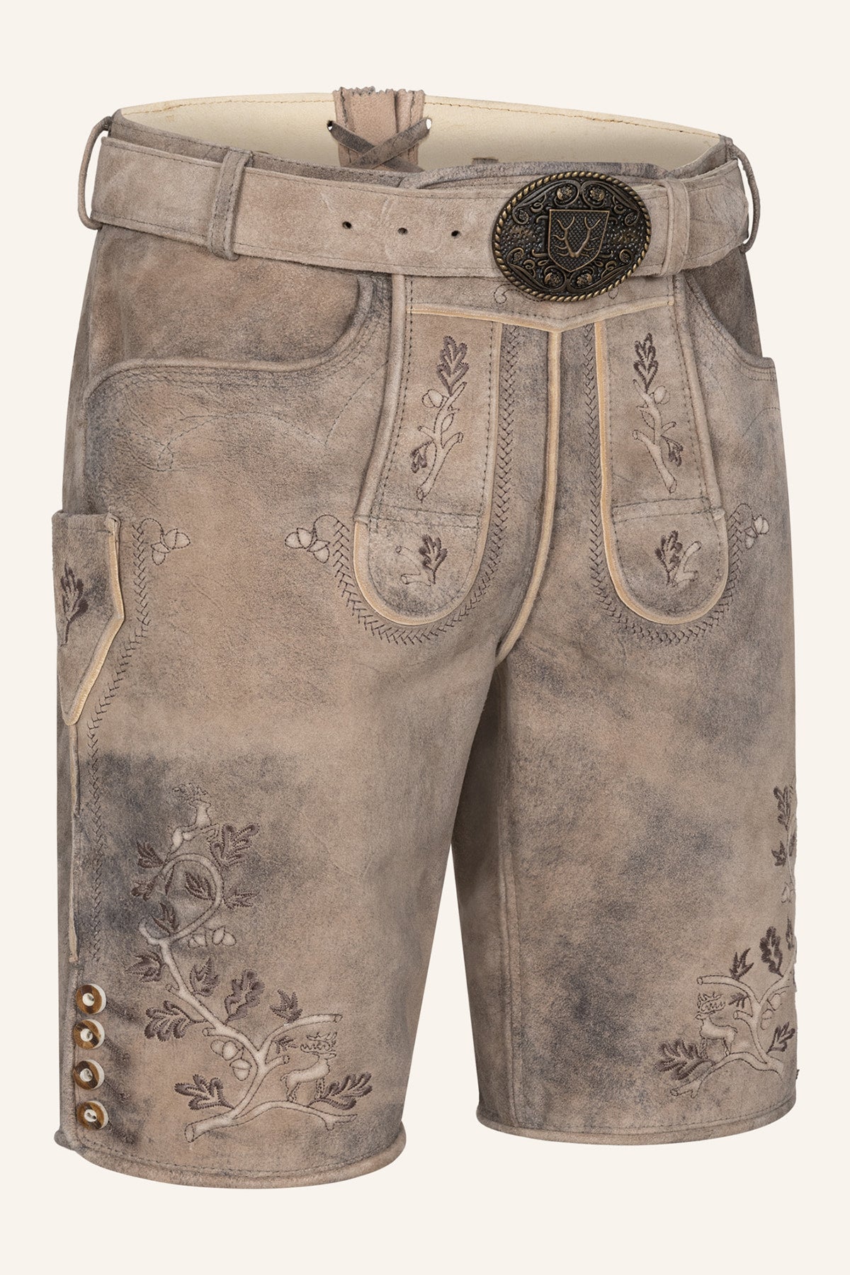 Kruger Men's Lederhosen "Berno" with Belt - Brown