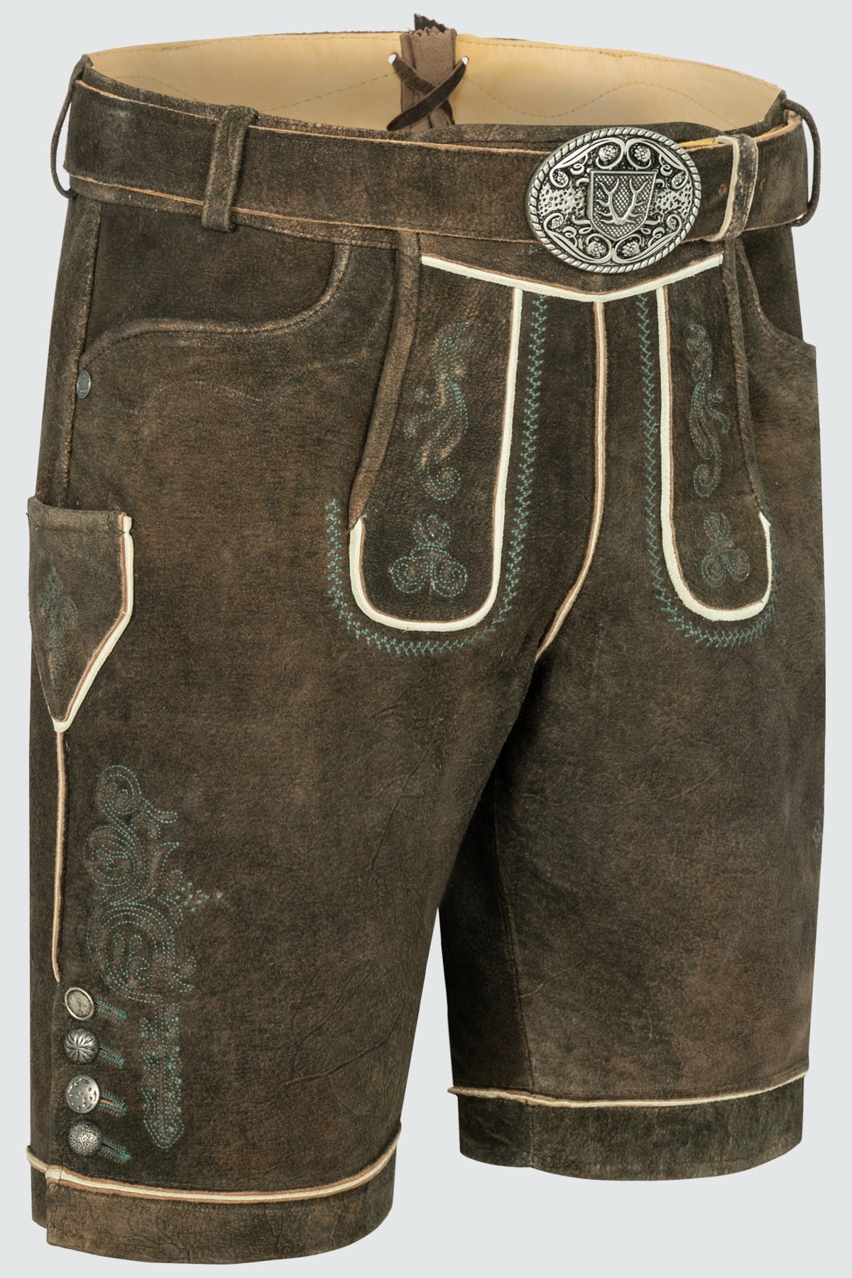 Kruger Men's Lederhosen "Jayden" with Belt - Brown