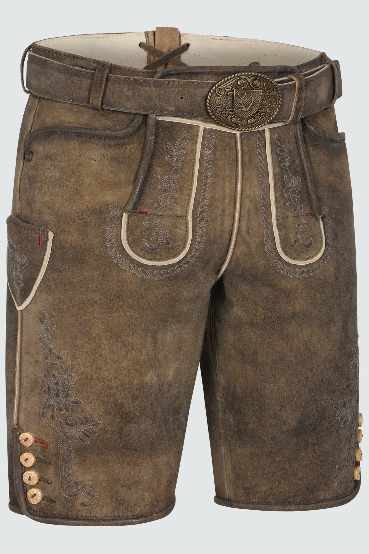 Kruger Men's Lederhosen "Dante" with Belt - Brown