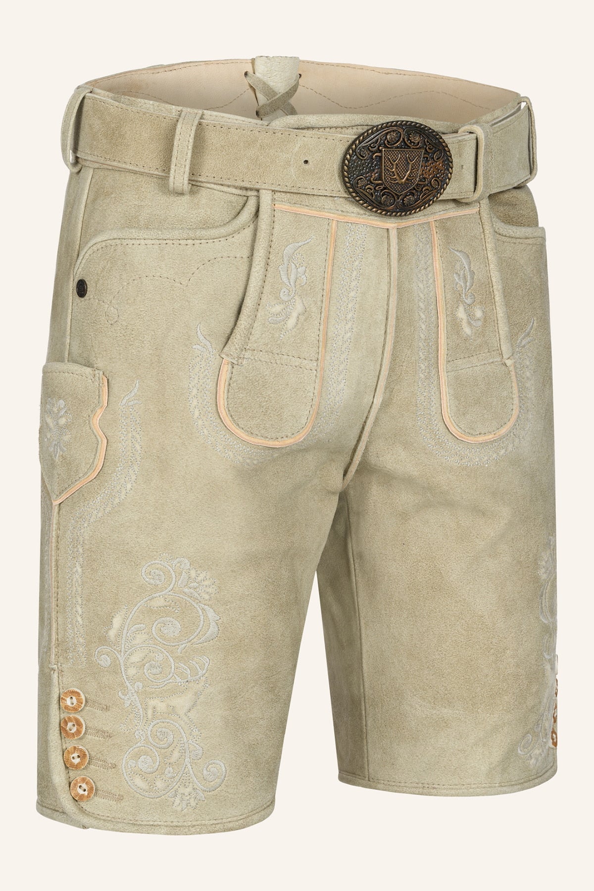 Kruger Men's Lederhosen "Miquel" with Belt - Beige