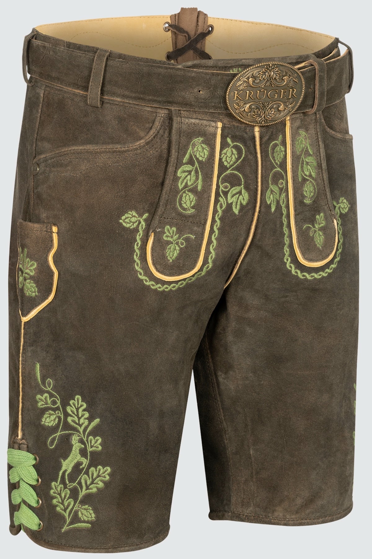 Kruger Men's Lederhosen "Cassius" with Belt - Brown