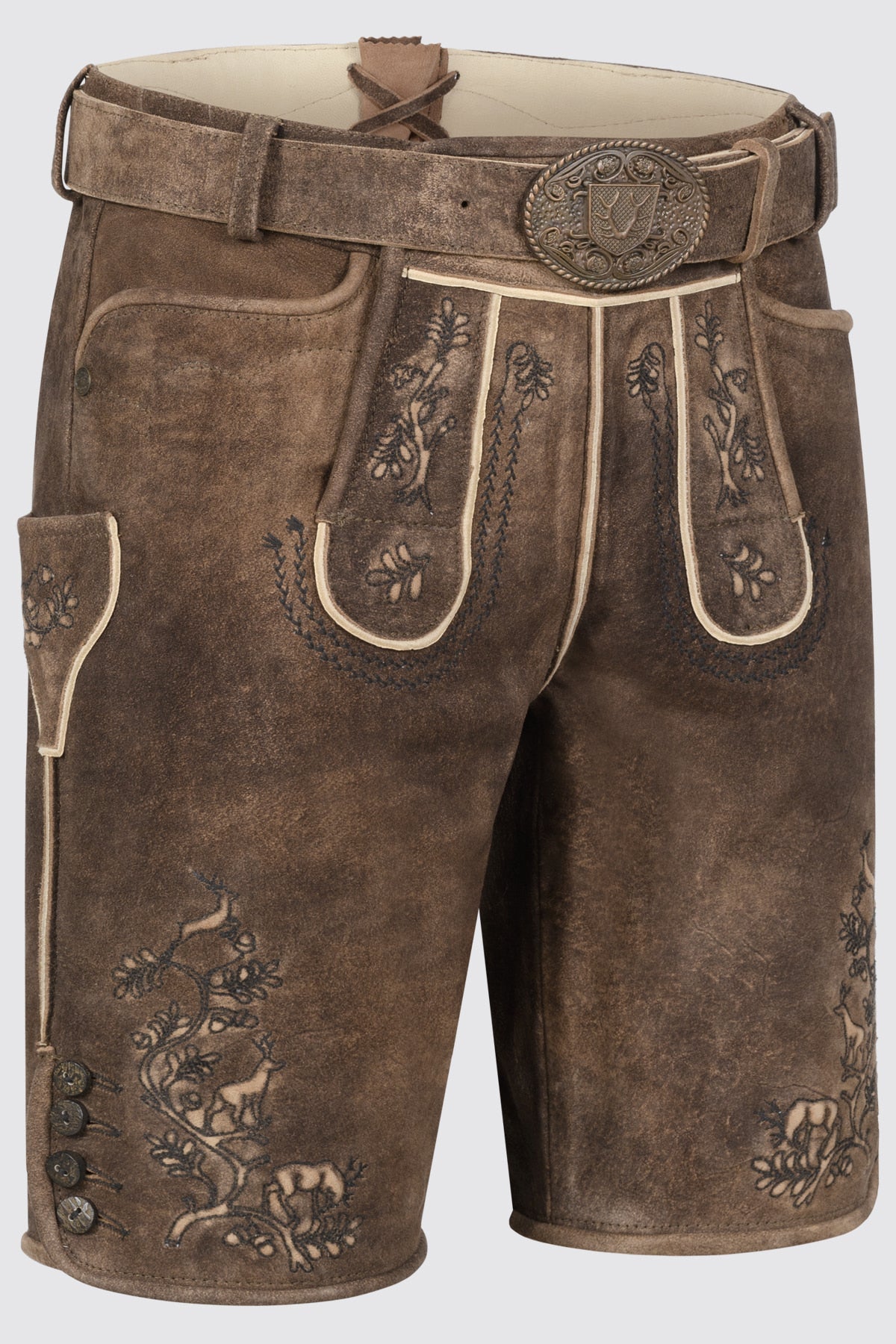 Kruger Men's Lederhosen "Mischa" with Belt - Brown