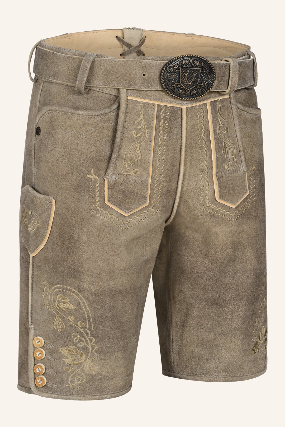 Kruger Men's Lederhosen "Ivan" with Belt - Brown