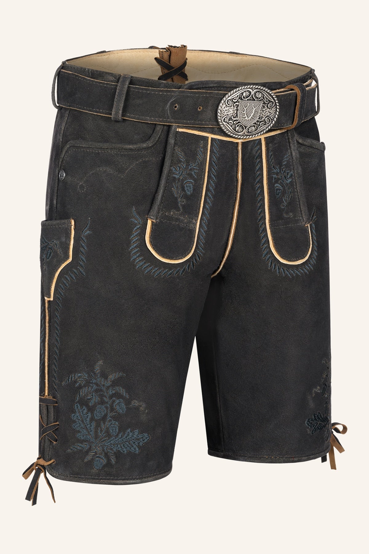 Kruger Men's Lederhosen "Edo" with Belt - Brown