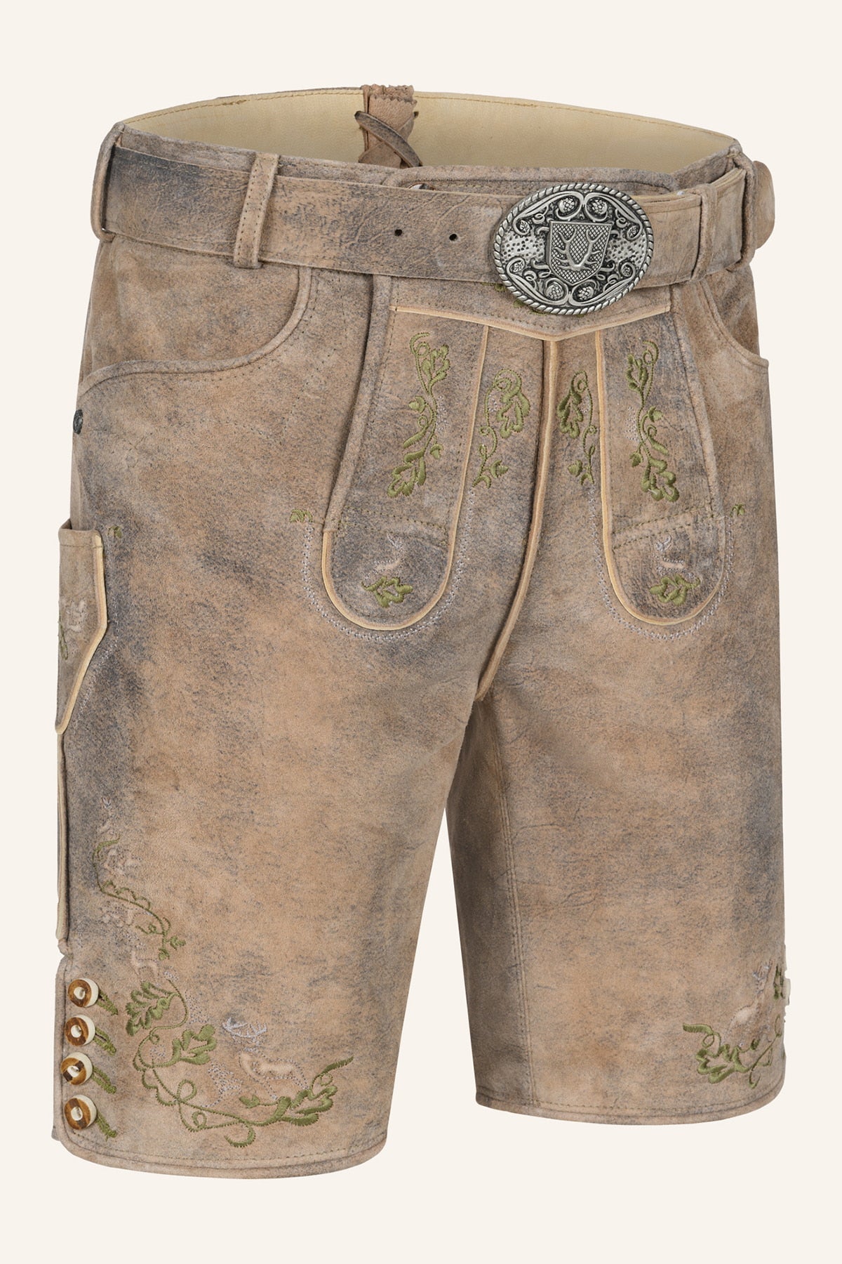 Kruger Men's Lederhosen "Arthas" with Belt - Beige