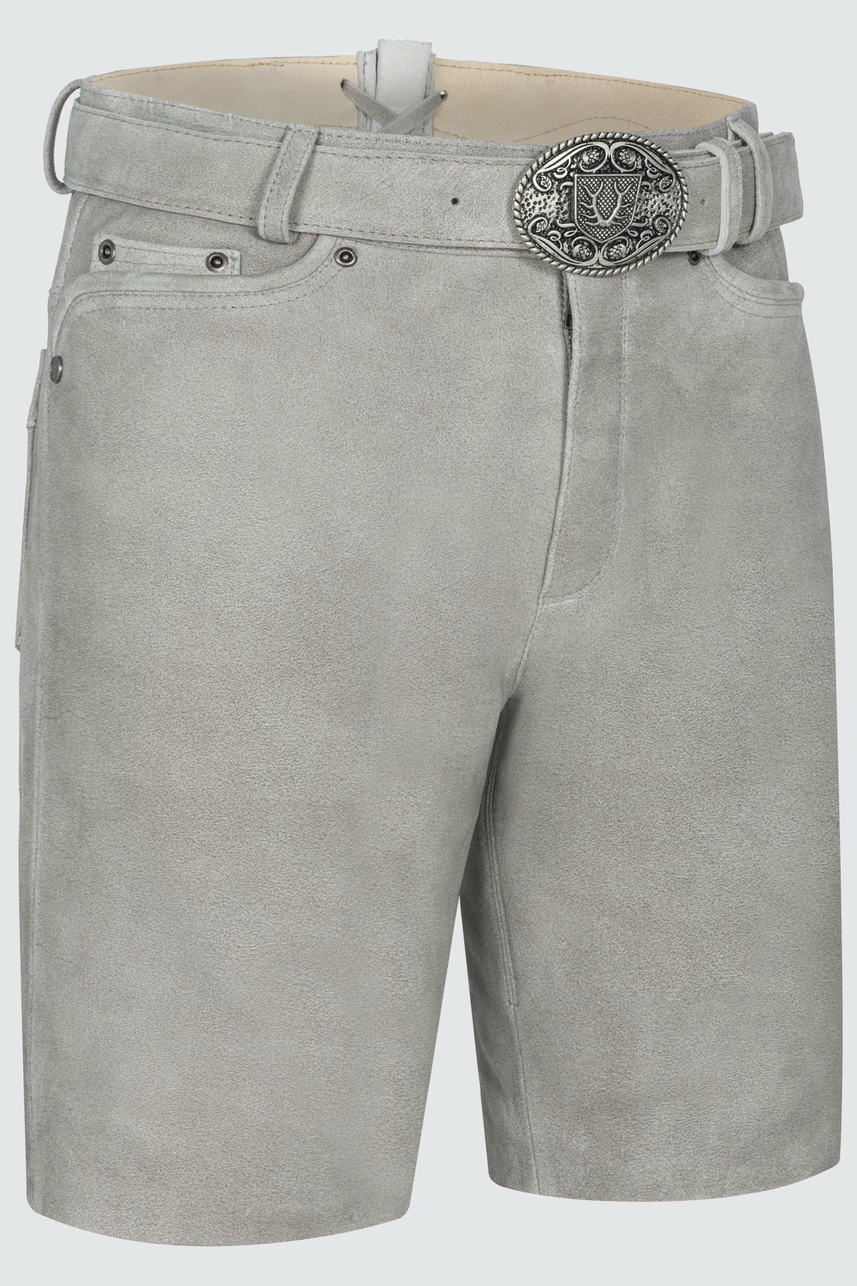 Kruger Men's Lederhosen "Jari" with Belt - Gray