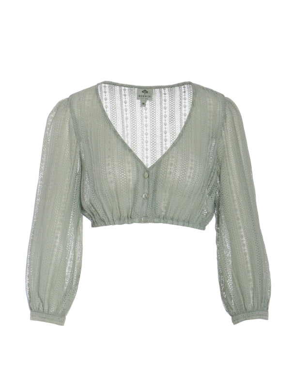 Berwin Wide Sleeve Dirndl Blouse "Ella" sage