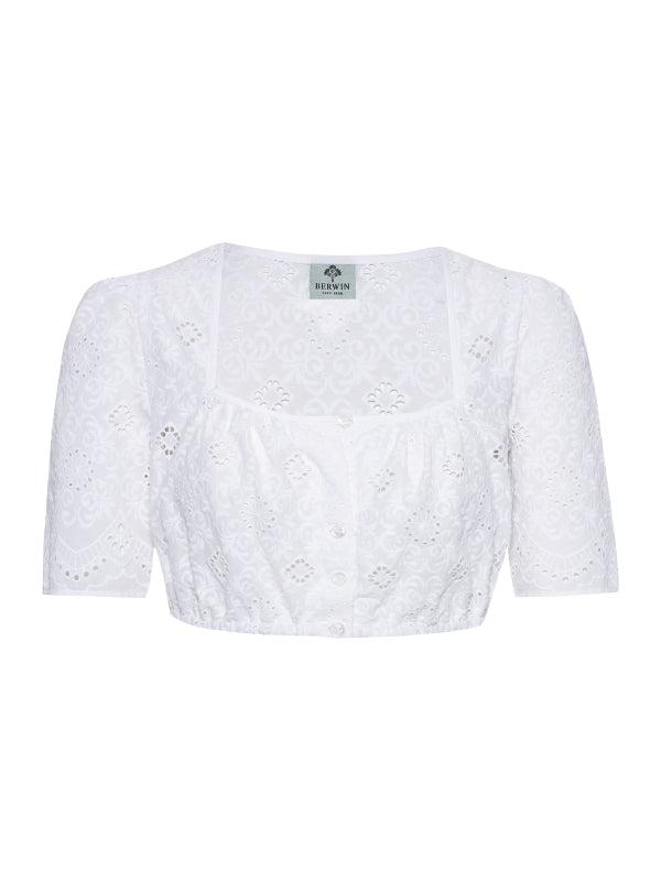 Berwin Square Neck Embroidery Dirndl Blouse "Vera" white