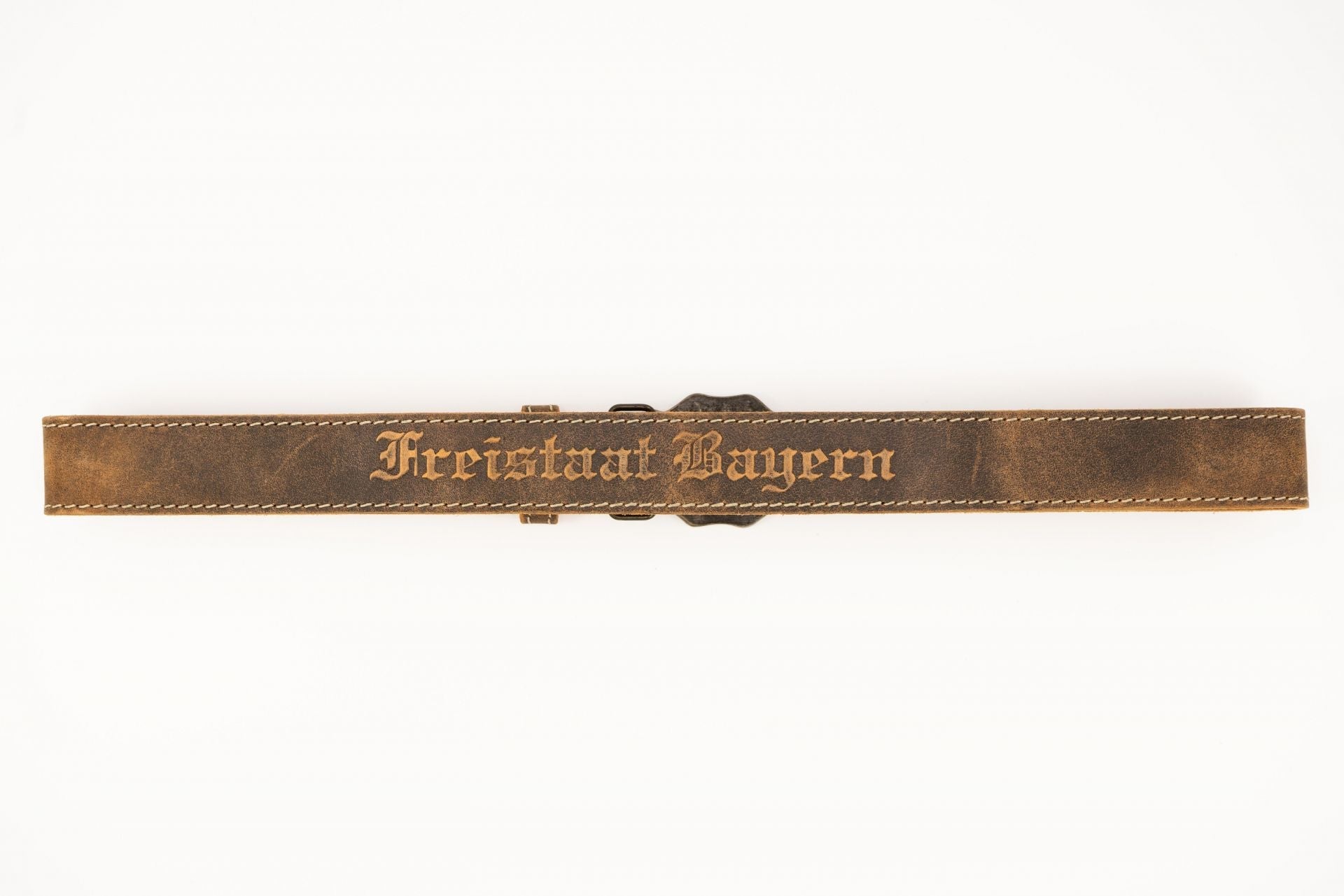 Brown Trachten Belt with "Free State of Bavaria" Buckle