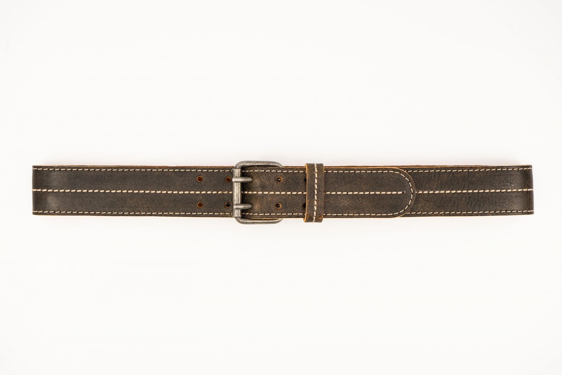 Brown Trachten Belt with Double Prong Buckle