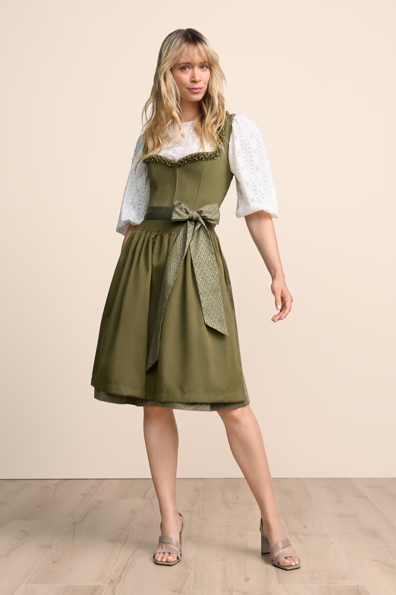 Kruger Midi Dirndl 2pcs. 60cm "Anica" olive