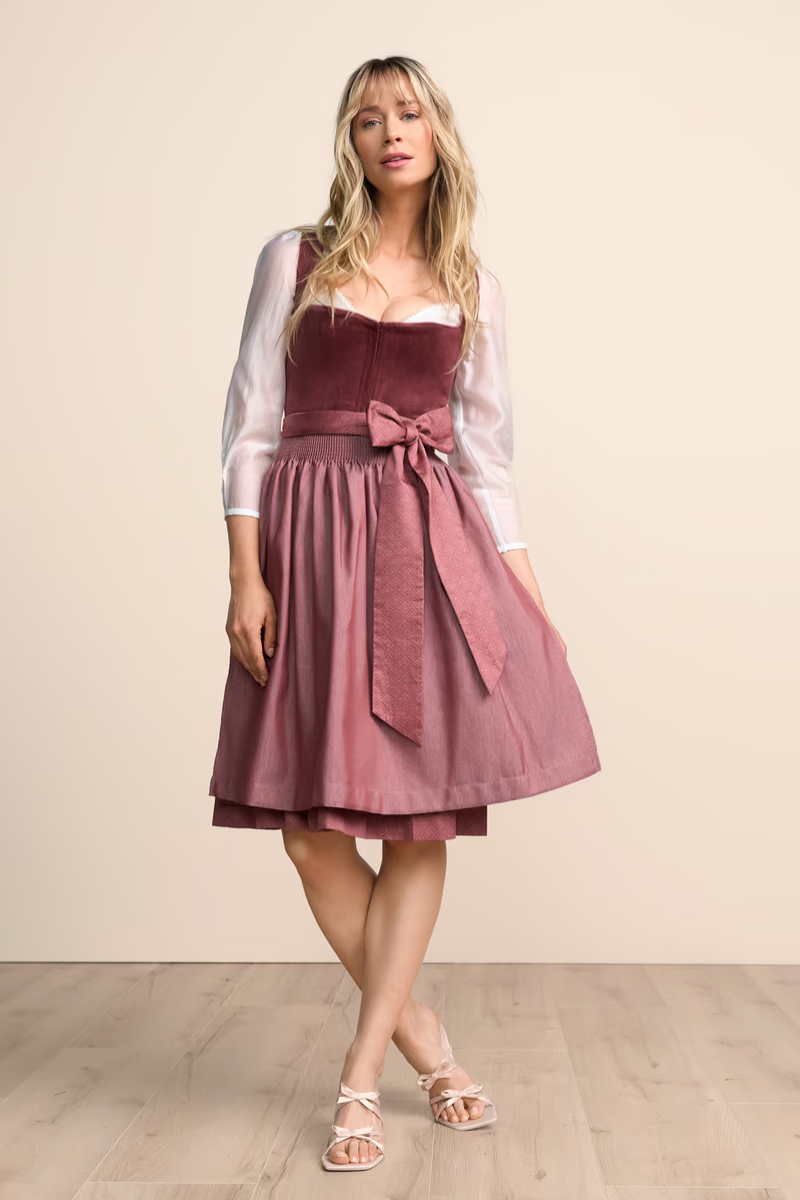 Kruger Midi Dirndl 2pcs. 60cm "Veralyn" red