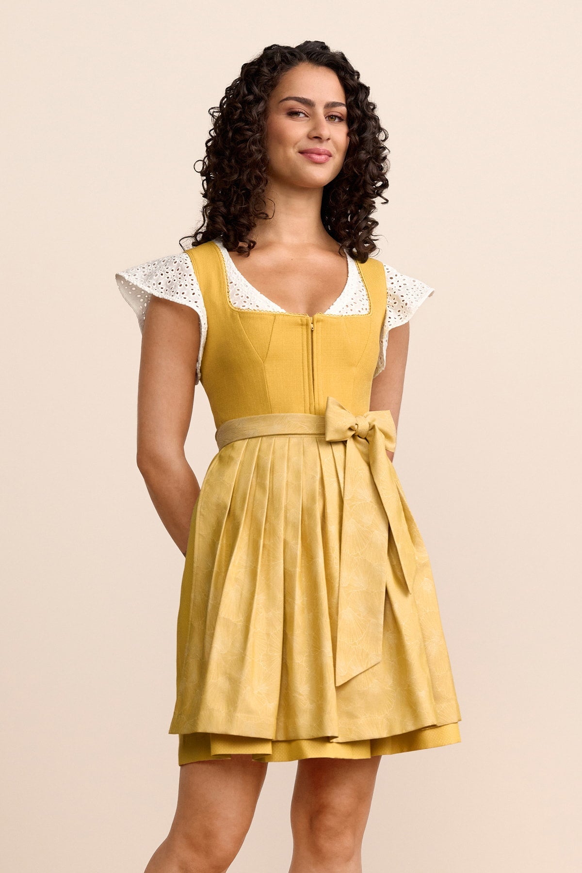 Kruger Vynella mini dirndl in yellow, 50cm