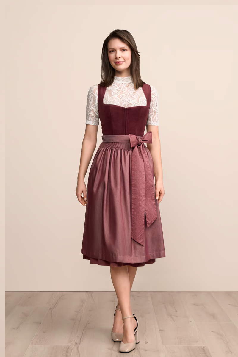 Kruger Long Dirndl 2pcs. 70cm "Veralyn" red