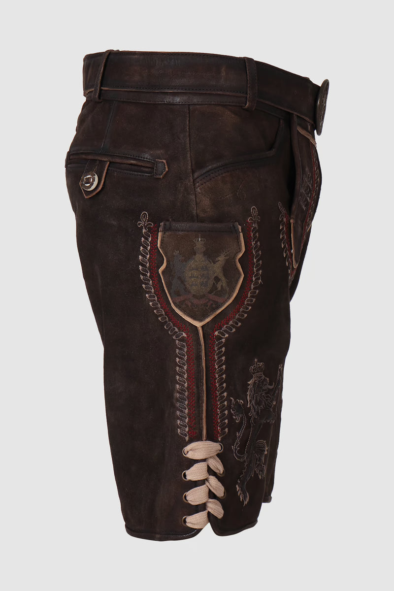 Kruger Men's Lederhosen "fearless" with belt (dark Brown)