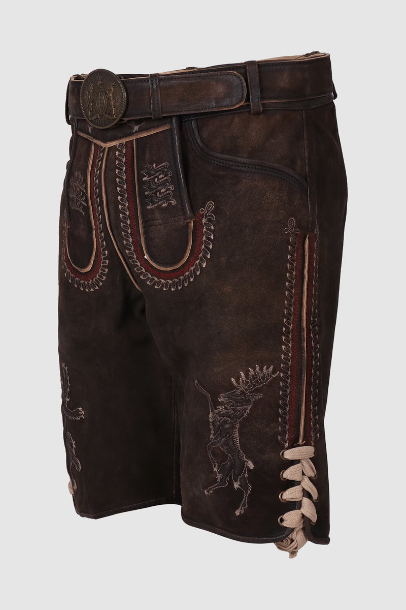 Kruger Men's Lederhosen "fearless" with belt (dark Brown)