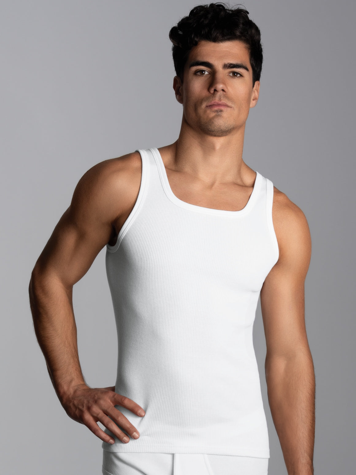 Trigema Premium Organic Cotton Dual Rib Tank-Top | Heavy-Duty White