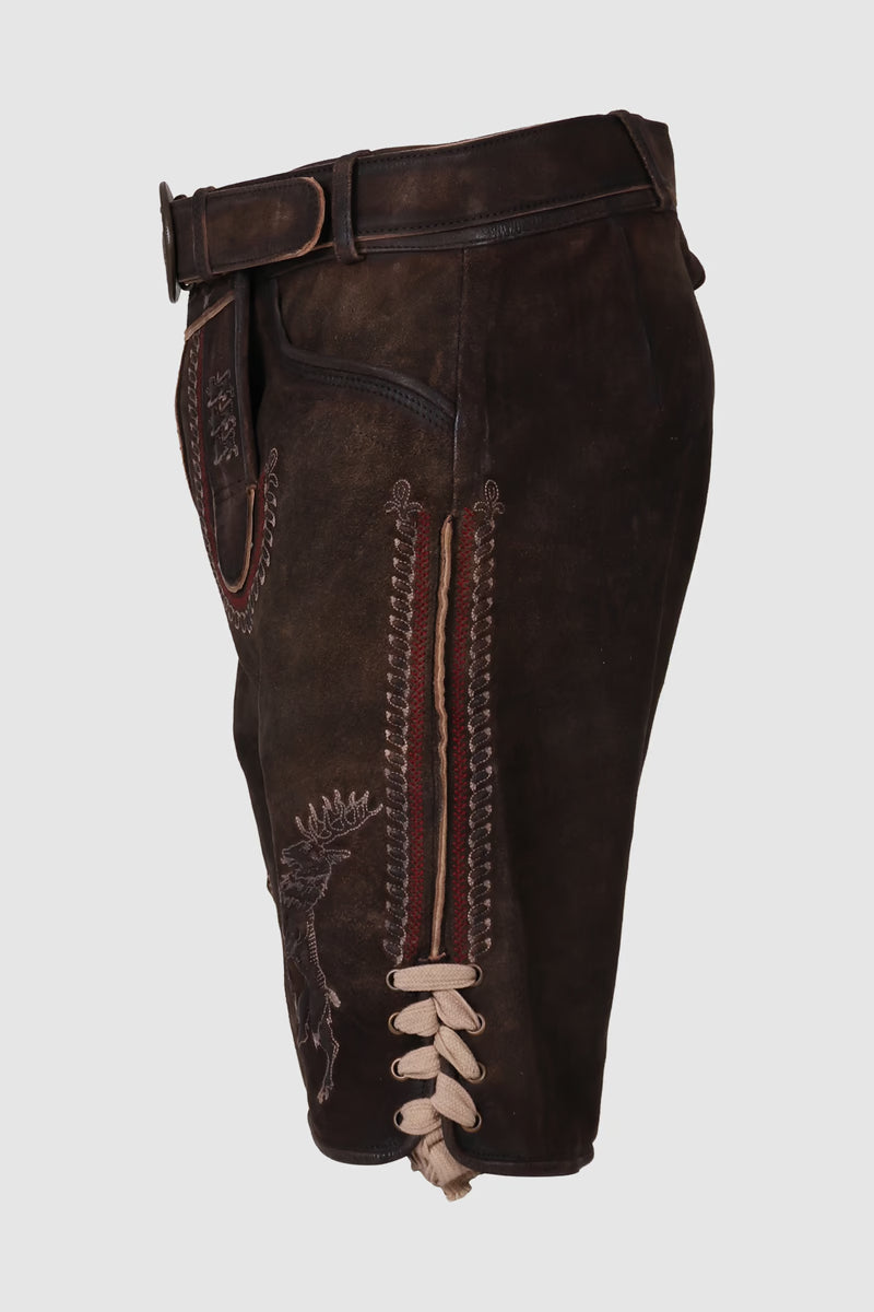 Kruger Men's Lederhosen "fearless" with belt (dark Brown)
